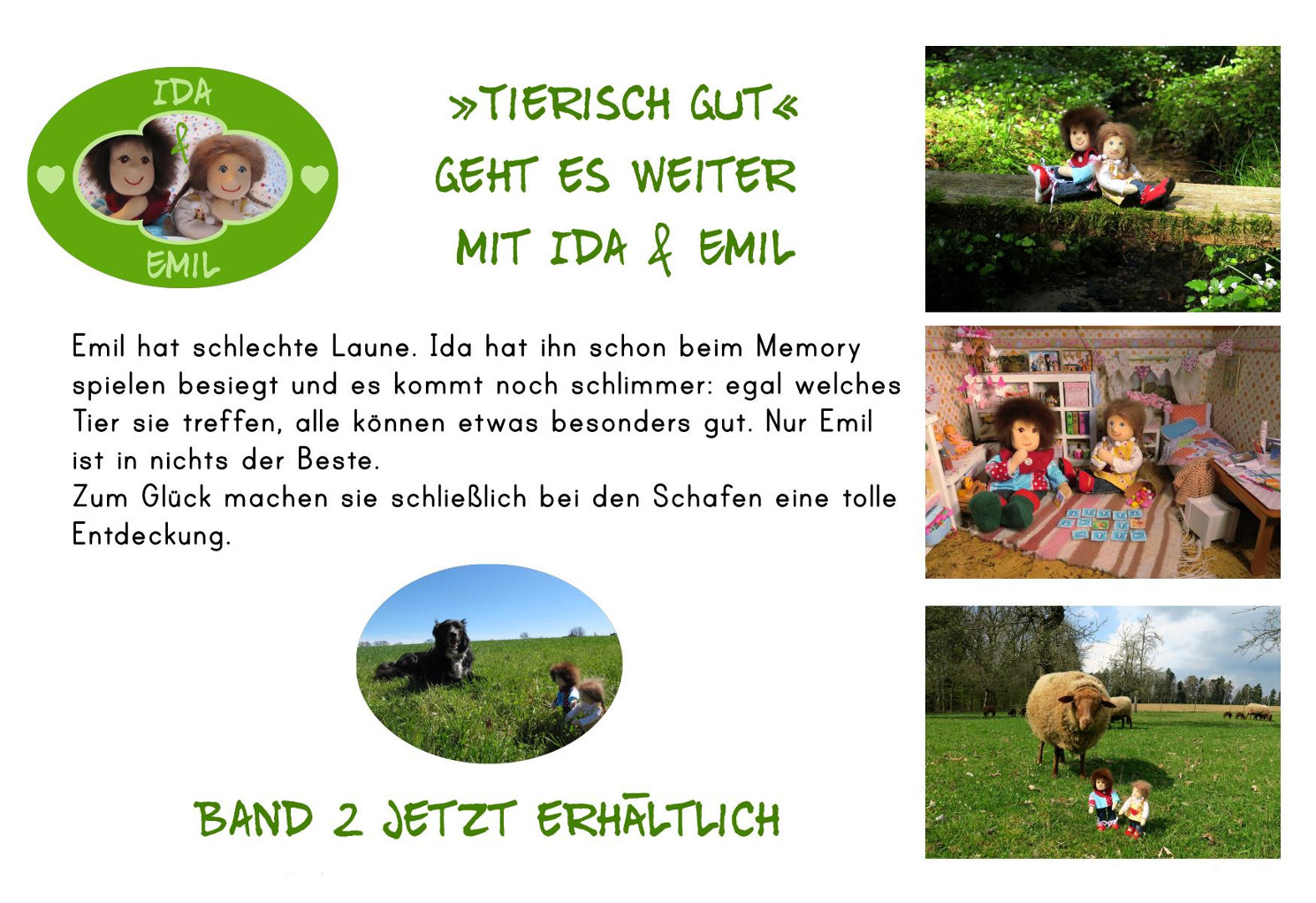 Emil hat schlechte Laune. Ida hat ihn schon beim Memory spielen besiegt und es kommt noch schlimmer: egal welches Tier sie treffen, alle k&ouml;nnen etwas besonders gut. Nur Emil ist in nichts der Beste. Zum Gl&uuml;ck machen sie schlie&szlig;lich bei den Schafen eine tolle Entdeckung.